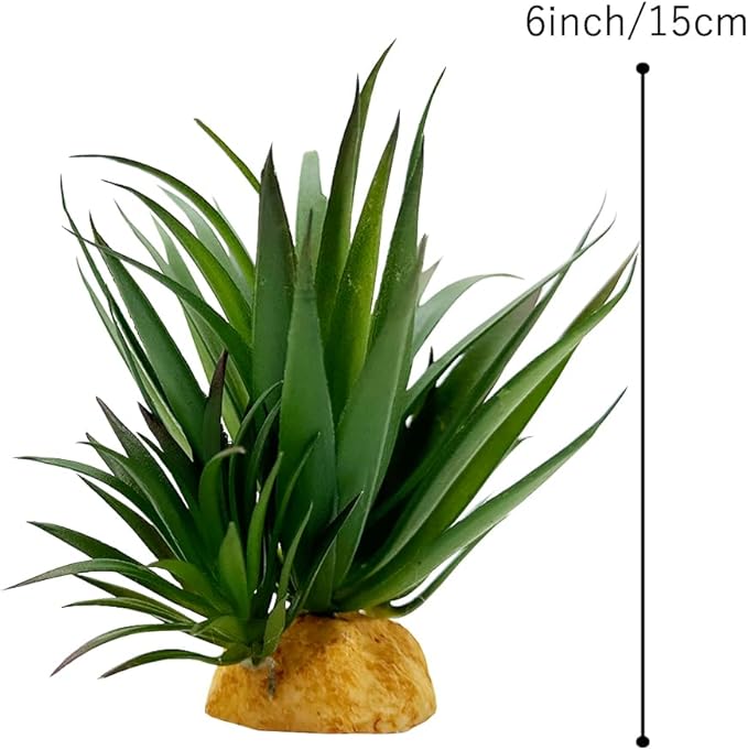 Smoothedo-Pets Reptile Artificial Plants Succulent Terrarium Decorative Desert Rainforest Plant Lizard Beard Chameleon Gecko Snake Amphibious Sea Turtle Tank Accessory (Agave-Set)