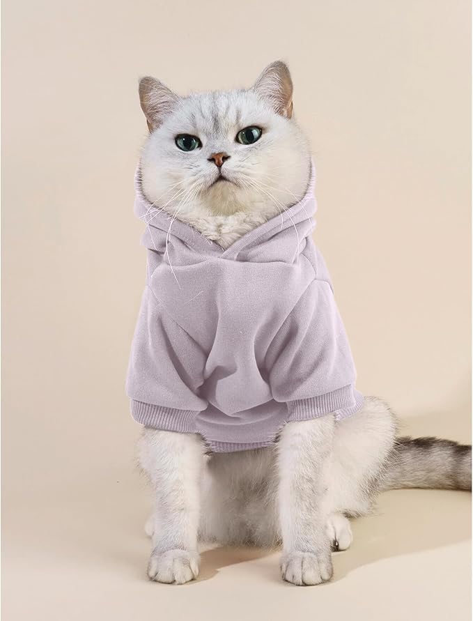 Cat Hoodies for Cats Puppy Pet Clothes Cat Apparel Little Miss Attitude Print Dog Hoodie for Small Medium Dogs Outfits for Kittens(Purple,2XL)