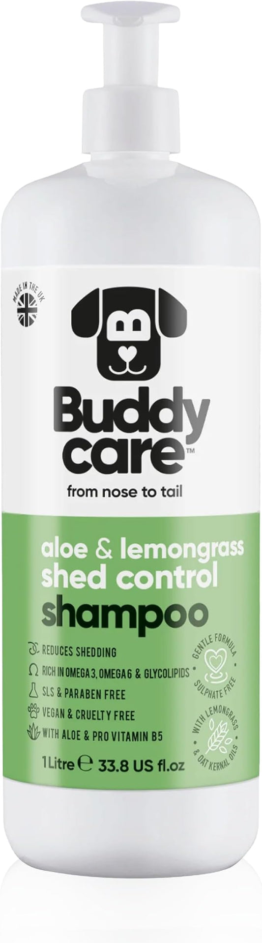 Shed Control Dog Shampoo by Buddycare | Aloe & Lemongrass Scented | with Aloe Vera and Pro Vitamin B5 (33.8oz)