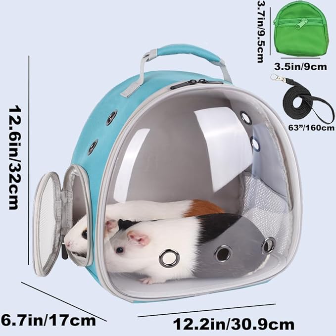 Portable Small Animal Backpack Travel Breathable Pet Carrier Bag Cages for Guinea Pig, Rabbit, Bearded Dragon, Squirrel, Tortoise, Bird, Lizard, Sugar Glider