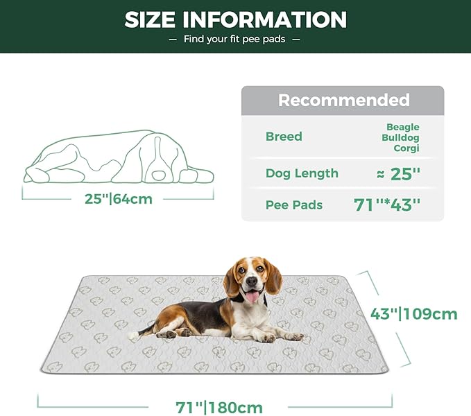 FXW Washable Pee Pads for Dogs, Puppy Pads with Super Absorbent, Specifically Designed for FXW Rollick/Homeplus 32/40/45inch 6 Panels Dog Playpen, 71" × 43" Rectangle, Khaki, 2 Packs
