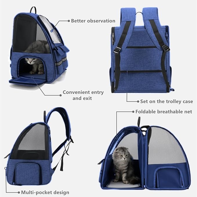 Cat Backpack Carrier Small Dogs Backpack Carrier,Large Space Breathable Cat Bubble Backpack,Shaded Puppy Backpack Carrier,Ventilated for Travel, Hiking,Cycling,Shopping,and Vet
