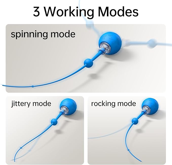 Interactive Cat Toy for Indoor Cats,Automatic Electric Self Rotating Ball with Chirping, Led Light and Long Tail for Motion Activated, Smart Spinning Ball for Fun Exercise, Blue