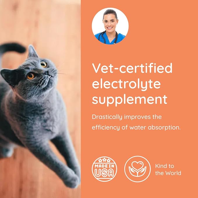 Petralyte Cat Hydration Electrolyte and Cat Joint Supplement | Hydration Support for Cats w/Glucosamine, Chondroitin, L-Glutamine, Taurine, Lysine & Prebiotics | Sample Pack | 8 Packets