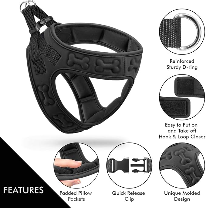 Comfort fit Step-in Dog & Puppy Harness - Comfortable Dog & Puppy Vest: Adjustable, Soft Padded, Easy to Put-on for Small, Medium-Sized Dogs.