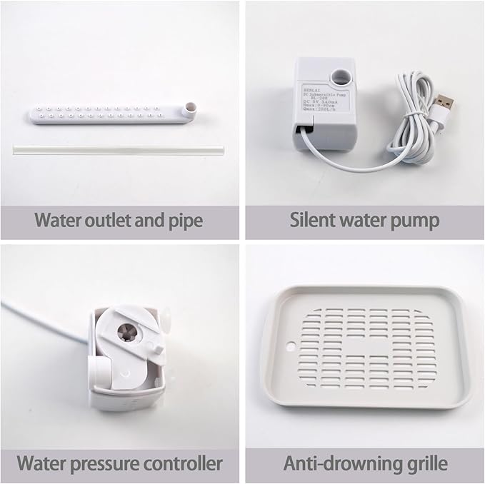PINVNBY Automatic Bird Bath with Pump,Parrot Bathtub Shower Parakeet Bath Box with Cage USB & Power Plug Water Circulated Controller for Cockatiel Lovebird Conure Budgie(White)