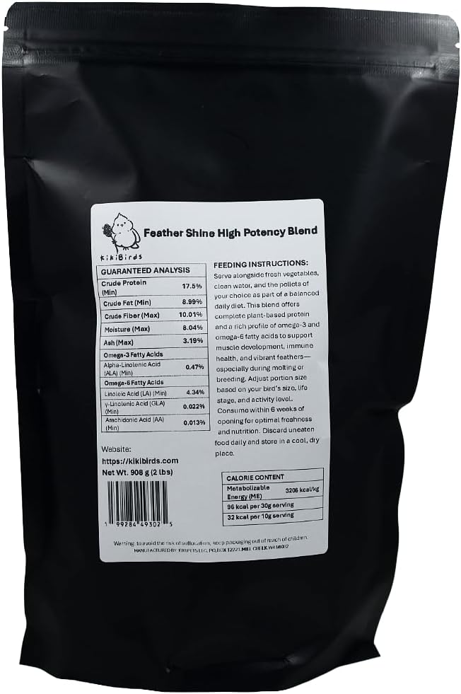 Feather Shine High Potency Blend with Bee Pollen & Freeze-Dried Sprouts - Premium Parrot Food for Molting, Breeding & Growth - Omega Rich | 17.5% Plant Protein | USA-Made