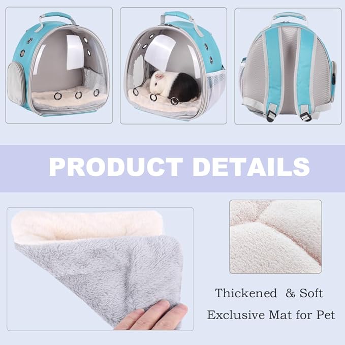 Portable Small Animal Backpack Travel Breathable Pet Carrier Bag Cages for Guinea Pig, Rabbit, Bearded Dragon, Squirrel, Tortoise, Bird, Lizard, Sugar Glider