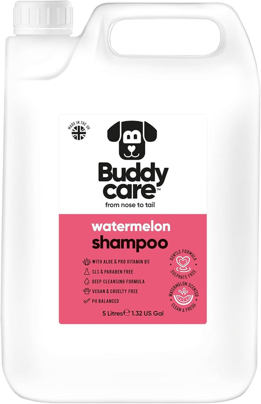 Watermelon Dog Shampoo by Buddycare | Deep Cleansing Shampoo for Dogs | Fresh Scented | with Aloe Vera and Pro Vitamin B5 (169.07oz)