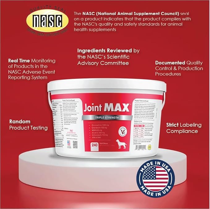 TS Joint Supplement Vet Formulated Pain & Inflammation Relief Treats Hip Dysplasia & Arthritis.Glucosamine, Chondroitin, Turmeric, MSM, HA, Creatine, Omega 3 EPA+DHA. All Dogs 240 Soft Chews