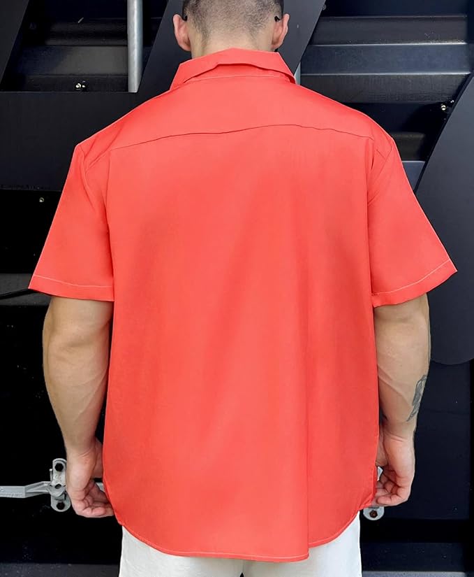 Men’s Hawaiian Shirt Western Cowboy Symmetrical Print Short Sleeve Button Down Casual Beach Holiday Summer Shirt