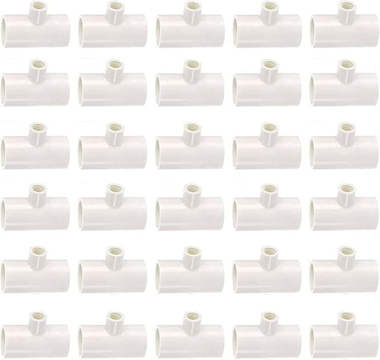 Pack of 30 Chicken Waterer PVC Tee Fittings Waterer Fully Automatic Poultry Waterers PVC Fittings for Threaded Poultry Waterer Cups Nipples Feeders