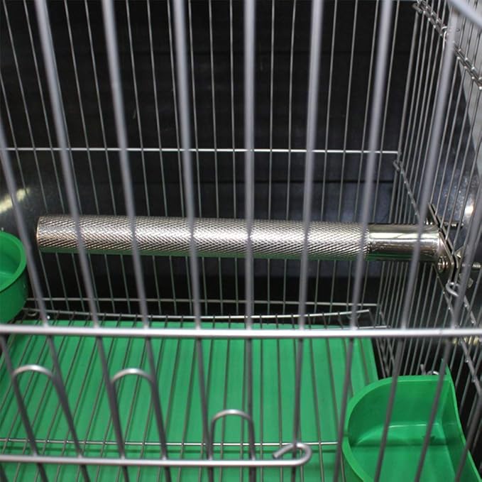 Bird Perch Stainless Steel Stand Parrot Rod Grinding Claws Trimming Beak Nails Grinding Stick Exercise Platform for Parakeet Cockatiel Conure African Grey Macaw Finch Bird Cage Accessories (L)