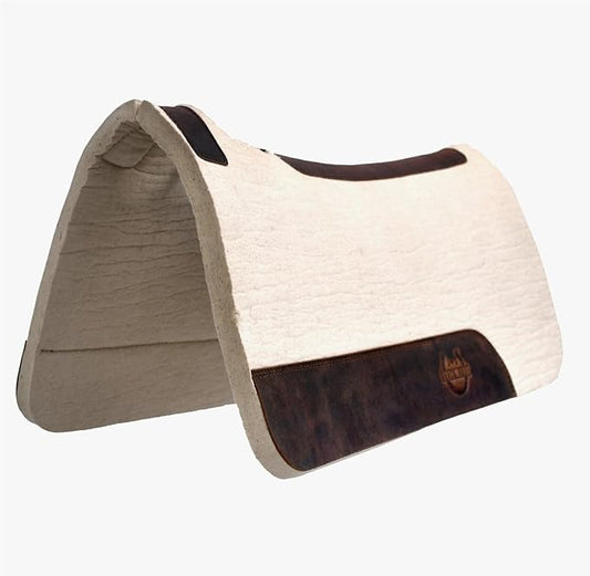 Black HOOF BlackHoof Steam Pressed Merino Wool Felt Contoured Pad 1 Inch Thick(31in Length and 32in Width), Saddle pad for Horses, White