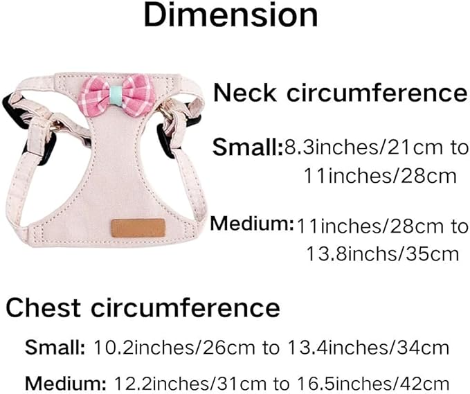 Rabbit Harness and Leash - Adjustable Bunny Harness Escape Proof for Walking Runnig Hiking Camping Outdoor - Cute Small Animal Harness Leash Set (Small,Pink)