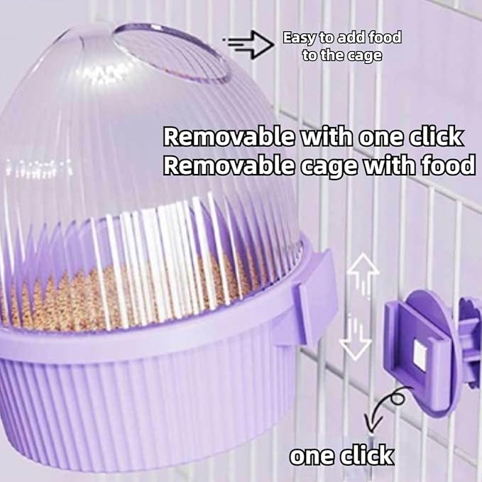 Bird Feeder for Cage – No Mess Feeder & Water Dispenser, Easy to Install and Clean, Semi-Enclosed Design Prevents Splashing (Pink)