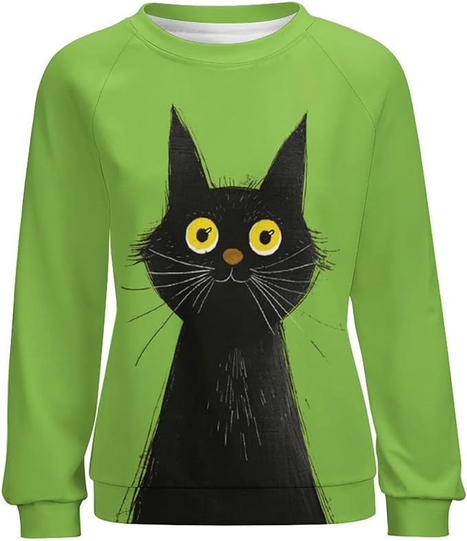 Womens Long Sleeve Tops Y2k Japanese Art Print Sweatshirts Fall Pullover for Women Crewneck Vintage Shirts Boho Tops