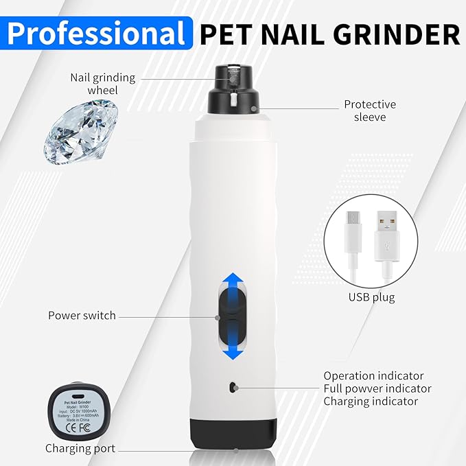 Silent Groom Pro Nail Grinder, Silent Groom Pro for Dogs, Dog Nail Trimmer USB Rechargeable Pet Nail Grinder Dog Nail Trimmers Pet Paws Grooming Smoothing Tool