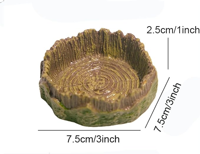 2 Pack Realistic Resin Reptile Food and Water Bowls Natural Simulation Tree Stump Feeding Dishes for Lizards Snakes Tortoises Geckos Decorative Terrarium Landscaping Accessories for Reptile Habitat