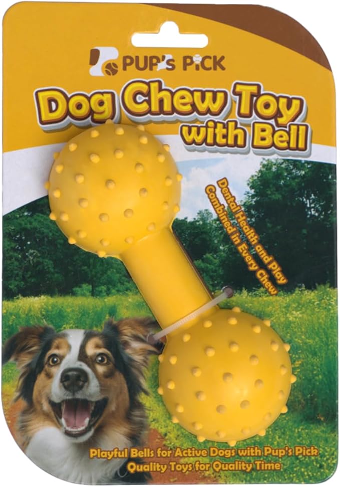 Pup's Pick Dog Chew Toy with Bell - Squeaky Chew Toys for Aggressive Chewers, Natural Rubber Puppy Chew Toys for Teething, Medium and Small Breeds Indestructible Dog Toy, Teething Toys for Puppies