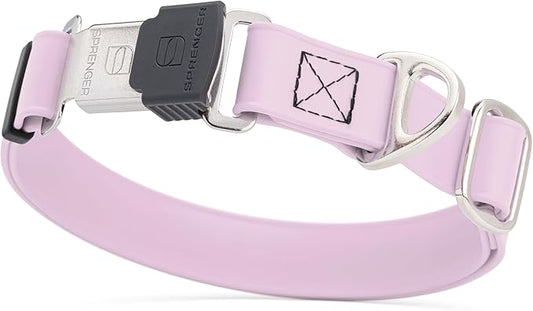 Dogline Biothane Waterproof Dog Collar with Herm Sprenger Black Stainless Steel Quick Release Buckle – Heavy Duty Tactical Durable Collar for Dogs – Comfortable and Safe Pet Collar W1 L 15-25" Pastel