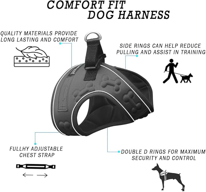 Comfort Fit Dog Harness – Adjustable No-Pull Vest for Small, Medium & Large Dogs – Soft Padded Step-in Design for Easy Control – Ideal for Walking, Running & Training – All-Weather Premium Dog Vest