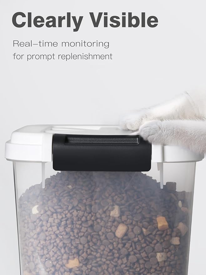 LivLab Mker Large Rice Storage Container 30 lbs, Airtight Pet/Cat Treat Storage Bin with Lids, Attachable Wheels, Great for Flour & Rice, Easy Mobility, BPA Free, White