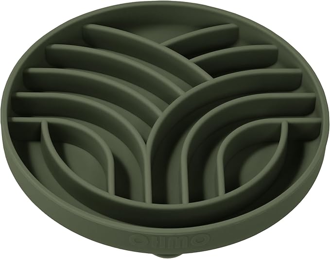 OHMO Slow Feeder Dog& Cat Bowl, Silicone Puppy Cat Food Bowl with Anti-Slip Suction Cup Slow Down Small Dogs Eating, Anti Choking (S-Tree of Life,Camo Green)