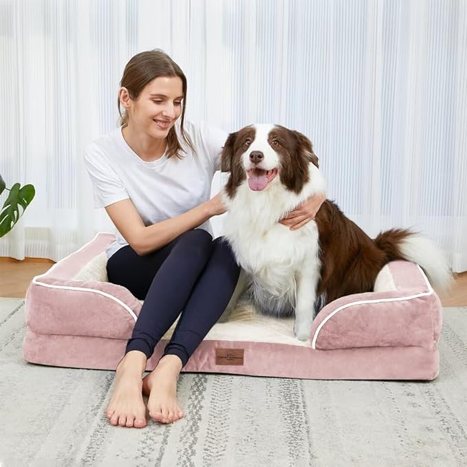 Comfort Expression XXL Orthopedic Dog Beds, Waterproof Orthopedic Foam Extra Large Dog Beds, Washable Pet Sofa Couch with Removable Cover & Non-Slip Bottom(XX-Large,Pink)