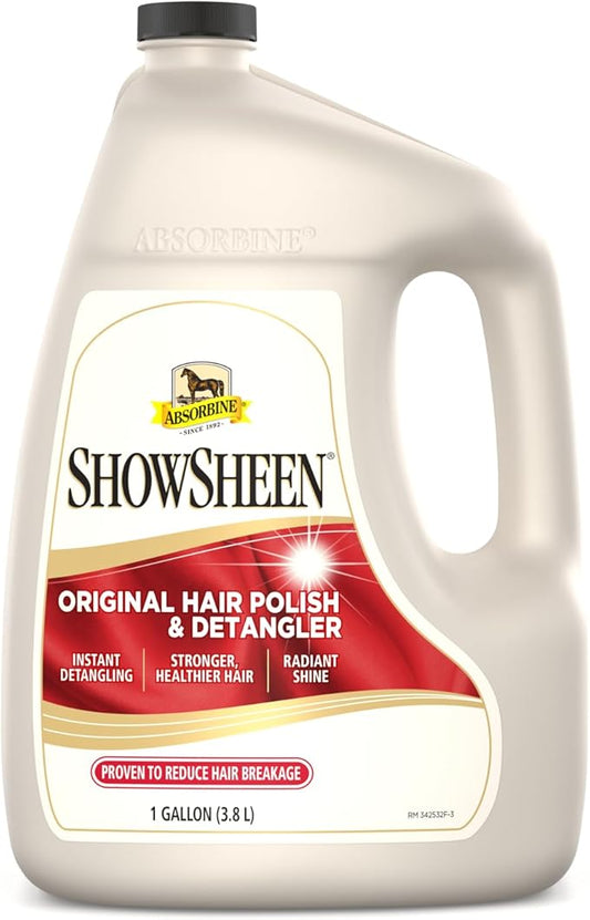 Absorbine ShowSheen Hair Polish & Detangler 128oz Refill Jug, Horse and Dog Coat, Mane and Tail, Instant Detangling & Reduces Hair Breakage for Healthy Grooming & Radiant Shine