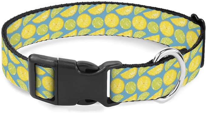 Yellow Green Lemon Slice Fruit Pet Collar Cat Dog Neck Strap Quick Release Buckle Adjustable Female Male Puppy Corgi