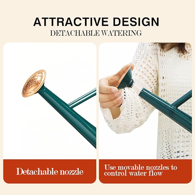 Metal Watering Can, One Gallon Watering Cans Stainless Steel for Outdoor Indoor Garden Plants Watering (One Gallon Green Decorative Strip)