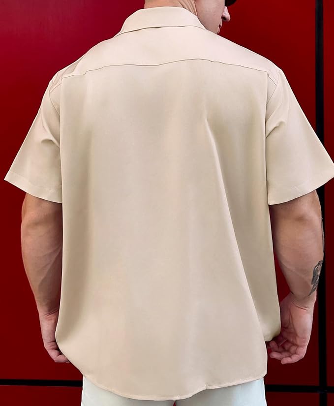 Men’s Hawaiian Shirt Western Cowboy Symmetrical Print Short Sleeve Button Down Casual Beach Holiday Summer Shirt