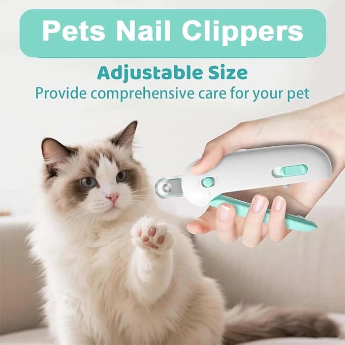 Pet Nail Clipper for Cats - Gentle Round-Hole, Adjustable Claw Clippers Trimmer with Dust Storage, Hidden Nail File, Safe Pet Claw Clipper Grooming Tool