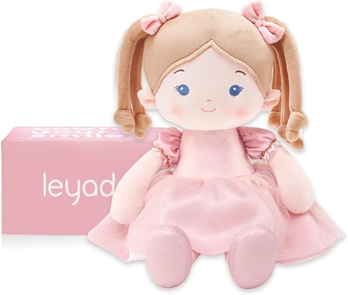 Soft Baby Doll Toys (12''), My First Baby Rag Doll for 1 Year-Old Girl Birthday Gift, Christmas Plush Toys Gift for Toddler Kids Infants-Halloween Special-Princess Coral-Light-Pink