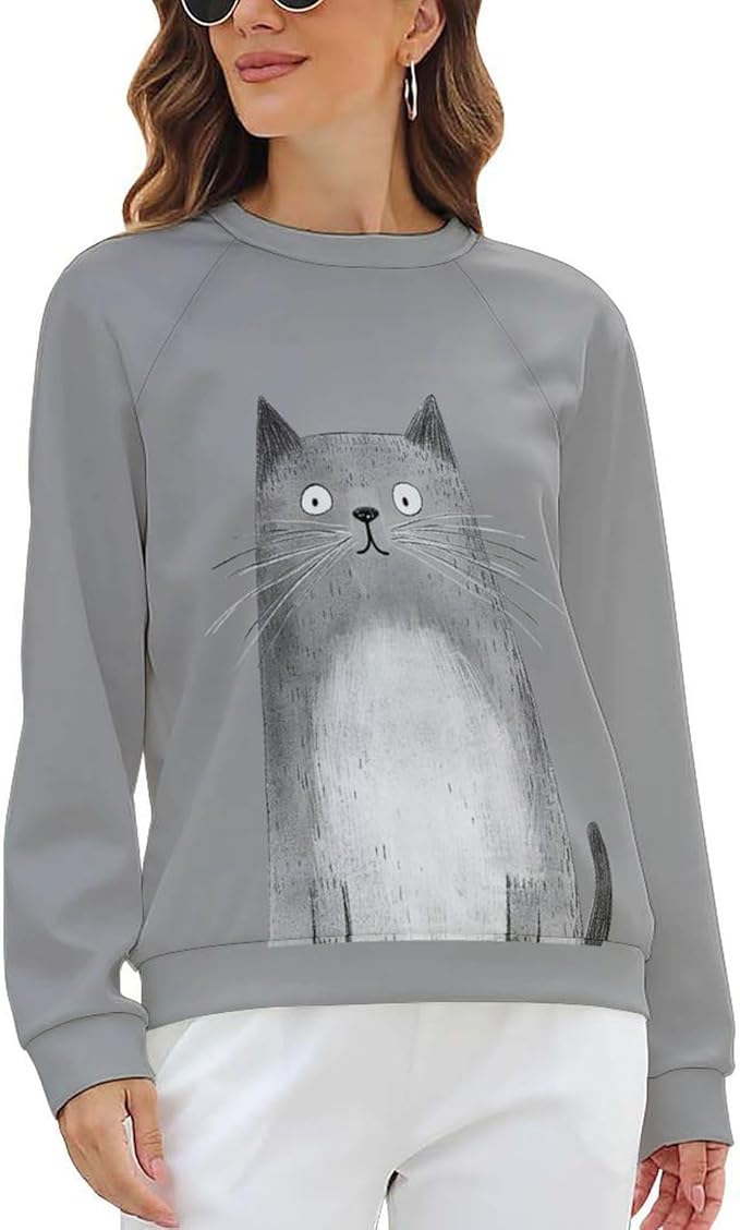 Womens Long Sleeve Tops Y2k Japanese Art Print Sweatshirts Fall Pullover for Women Crewneck Vintage Shirts Boho Tops