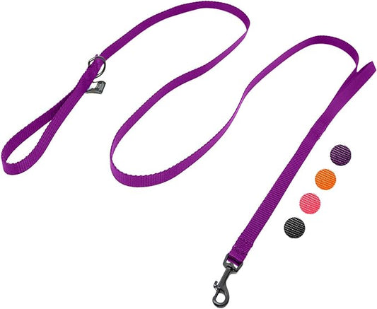 Dog Leash for Teacup Toy Minature and Small Dogs Primary & Traffic Handle The Bulk Multiple Sizes & Colors 5/8” Width Nylon Proudly Made in The USA (Purple, 10 Foot)