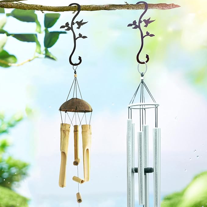Hummingbird Bird Feeder Hanger Hooks for Outdoors Hanging, Shepherds Hanging Plant Hooks, S Garden Fence Hooks for House, Wind Chimes, Flower Basket(2PCS)