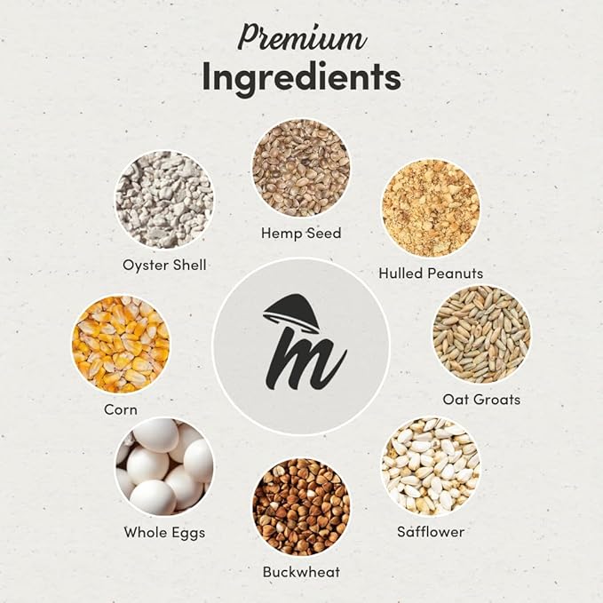 Mycelium Organic Macaw & Cockatoo Plus Bird Food (5 LBS) | High-Protein Bird Seed for Large Birds | Vitamin-Enriched Daily Nutrition | Skin & Feather Support | Non-GMO & USA Made