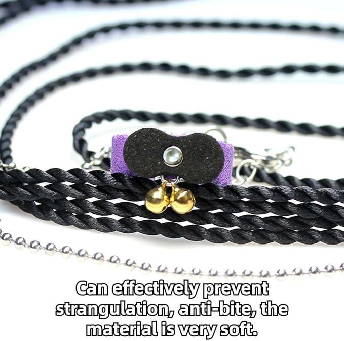 Squirrel Chipmunk Traction Rope Strap Anti-Biting Chain Rope, Small Animal Walking Collar Harness with Lead Leash for Hamster Gerbil Rat Mouse Ferret Chinchilla (Blue)