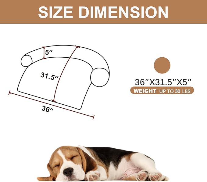 Tinaco Calming Dogs/Cats Bed Mats, Dog Pad Washable Removable Couch Cover, Plush Long Fur Mat for Pets, Waterproof Lining, Perfect for Small, Medium and Large Dogs and Cats (Desert Brown, 36"x31")