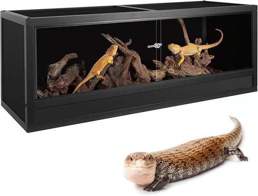 REPTI ZOO 68 Gallon Reptile Enclosure, 48x18x18 inch Wooden Reptile Tank Terrarium for Bearded Dragon Gecko Ball Python Snake Turtle, Light Weight Habitat Cage