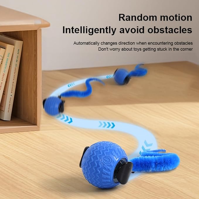 Interactive Cat Ball Cat Toys with 3 Model Smart Pet Toy Balls Rolling Ball with Tail for Bored Indoor Cats (Blue)