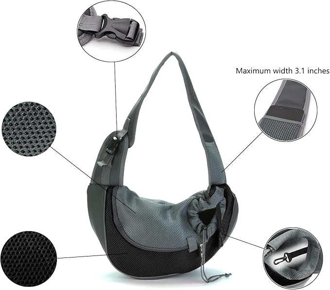 Kucehiup Pet Sling Carrier for Small Dogs Cats Breathable Mesh Travelling Hands-Free Puppy Backpack(Fits Approximately 3 lbs to 6 lb Pets)(Black)