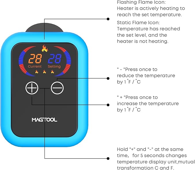 ＭagTool Aquarium Heater, 100W-1200W Submersible Fish Tank Heater with Over-Temperature Protection and Automatic Power-Off Fish Heater with Digital LED Controller for Freshwater and Saltwater