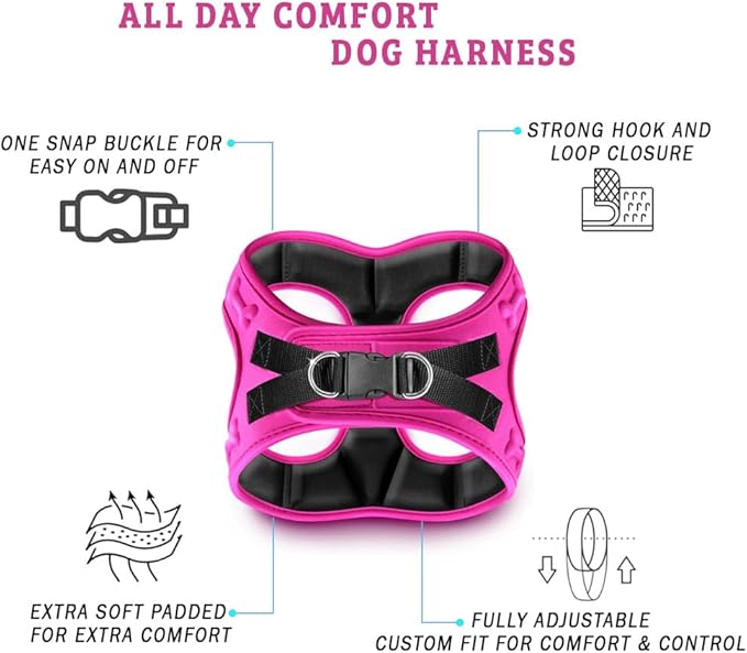 Comfort Fit No Pull Dog Harness – Adjustable Step-in Vest for Small, Medium & Large Dogs, Soft Padded with Leash Clips, Reflective Straps & Handle