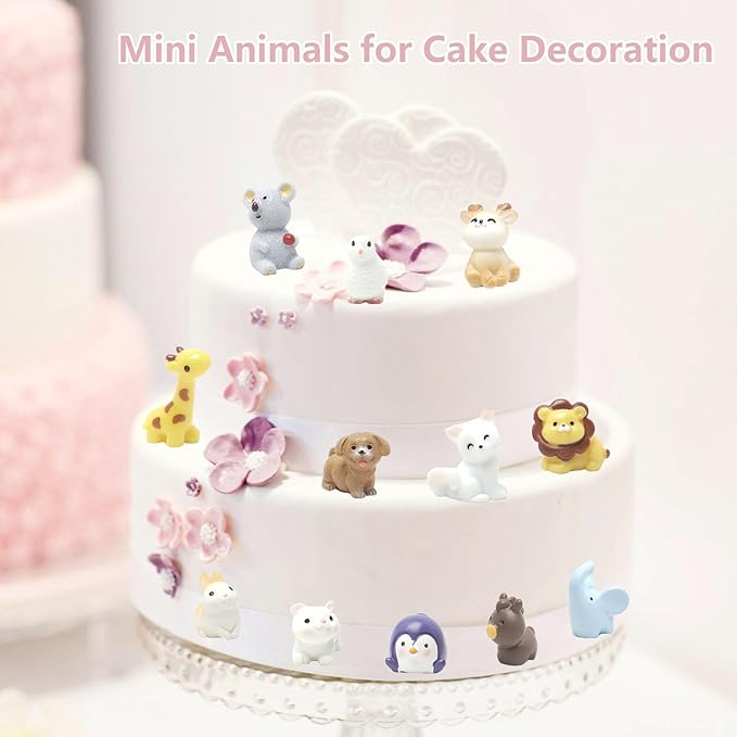 36 Types Forest Mini Resin Animals, Plastic Tiny Animals to Hide, Miniature Animals Figures for Fairy Garden, Dollhouse, Terrariums, Shadowboxes, Cake Topper Decor