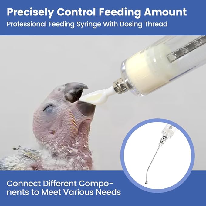 12 PCS Baby Bird Feeding Syringe Set with Storage Bag Professional Parrot Syringe Feeder Bird Hand Feeding Tubes Kit for Parakeets, Cockatiels, African & Amazon Grey Parrots, Cockatoos, Macaws