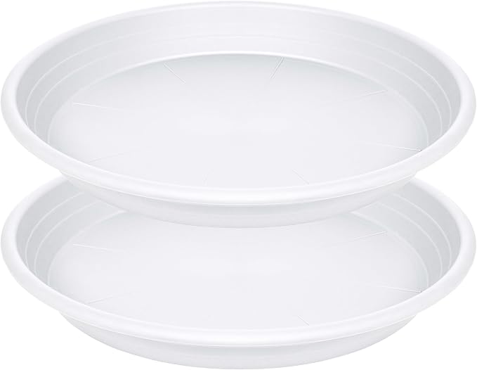 2 Pack of 19 inch Plant Saucer, Large Plant Tray, Heavy Sturdy Plant Drainage Tray for Indoors, Bird Bath Bowls, Sturdy 18 inch Plastic Pot Tray for Planter (White)