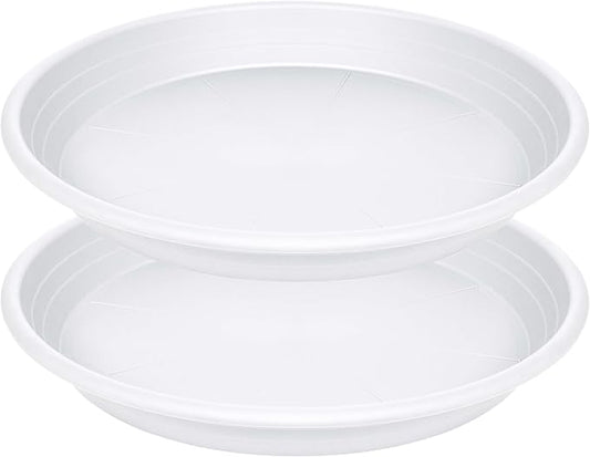 2 Pack of 19 inch Plant Saucer, Large Plant Tray, Heavy Sturdy Plant Drainage Tray for Indoors, Bird Bath Bowls, Sturdy 18 inch Plastic Pot Tray for Planter (White)